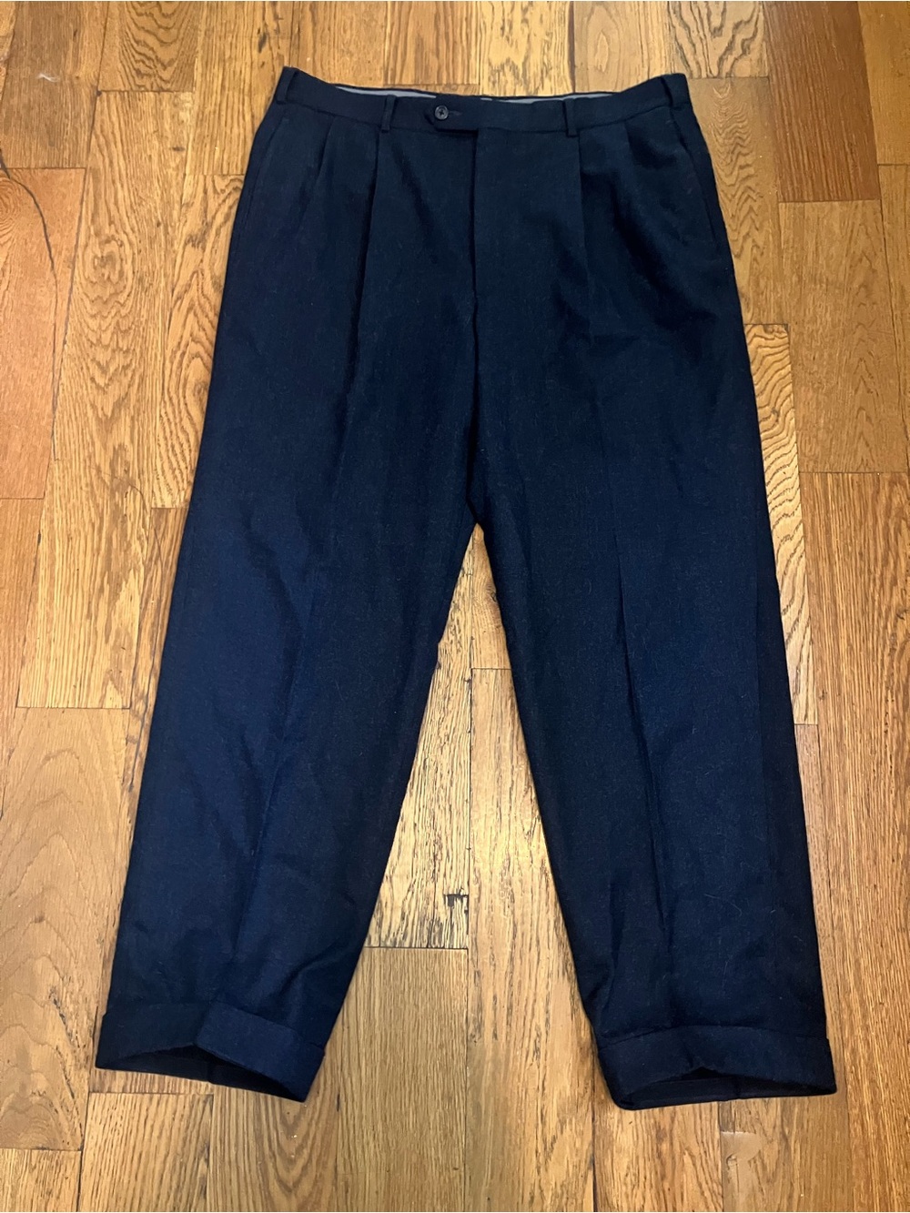 Majer 100% Wool Tailored Dress Pants 36x27 Navy Blue Men's Oak Hall Memphis USA